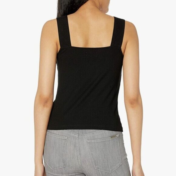 The Drop Jody Black Square Neck Fitted Rib Tank Top - Picture 9 of 9